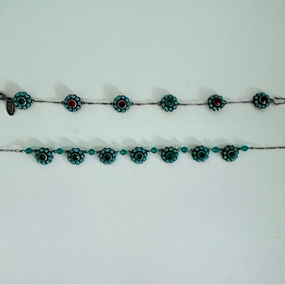 Liz Palacious Vintage Chic Turquoise Floral Necklace and Bracelet Set
